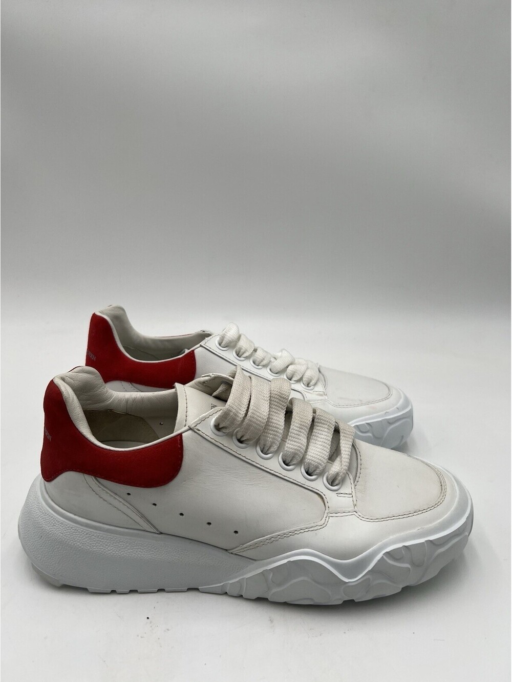 Alexander McQueen Court Trainer in White and Red Leather Size 36